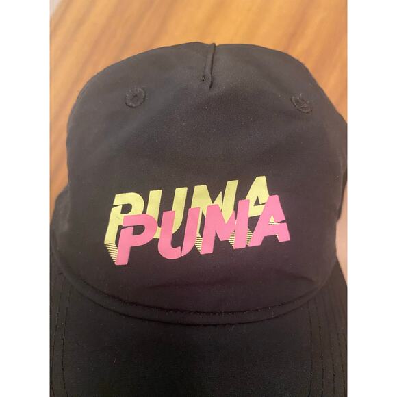 Puma Yellow Pink Black Lightweight Running Hat‎ Adjustable Pink Cat 90s Y2K - Picture 1 of 7